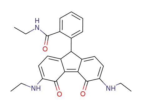 Molecular Structure of 103211-27-4 (2-(3,6-Bis-ethylamino-4,5-dioxo-5,9-dihydro-4H-fluoren-9-yl)-N-ethyl-benzamide)