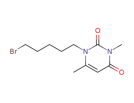 Molecular Structure of 139333-91-8 (2,4(1H,3H)-Pyrimidinedione, 1-(5-bromopentyl)-3,6-dimethyl-)