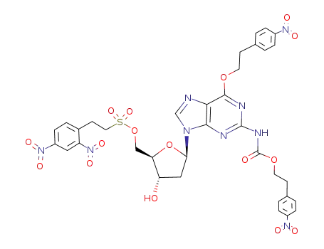 2-(2,4-Dinitro-phenyl)-ethanesulfonic acid (2R,3S,5R)-3-hydroxy-5-{6-[2-(4-nitro-phenyl)-ethoxy]-2-[2-(4-nitro-phenyl)-ethoxycarbonylamino]-purin-9-yl}-tetrahydro-furan-2-ylmethyl ester