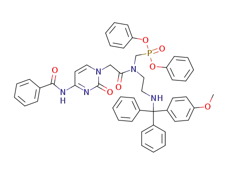 Molecular Structure of 857250-43-2 ({[[2-(4-Benzoylamino-2-oxo-2H-pyrimidin-1-yl)-acetyl]-(2-{[(4-methoxy-phenyl)-diphenyl-methyl]-amino}-ethyl)-amino]-methyl}-phosphonic acid diphenyl ester)