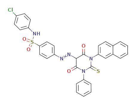 1,3-dihydro-5-<N<sup>1</sup>-(p-chlorophenyl)-p-sulphamylbenzeneazo>-1-(2'-naphthyl)-3-phenyl-2-thioxo-2H,5H-pyrimidine-4,6-dione