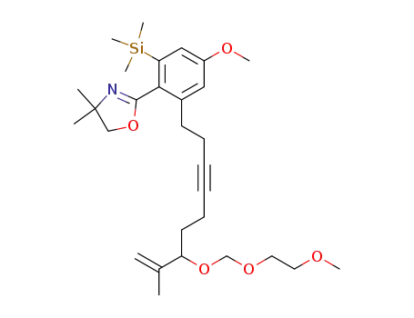 Molecular Structure of 104087-03-8 (2-{4-Methoxy-2-[7-(2-methoxy-ethoxymethoxy)-8-methyl-non-8-en-3-ynyl]-6-trimethylsilanyl-phenyl}-4,4-dimethyl-4,5-dihydro-oxazole)