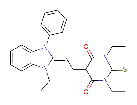 1,3-diethyl-5-[(1-ethyl-3-phenyl-1,3-dihydro-benzimidazol-2-yliden)-ethylidene]-2-thio-barbituric acid