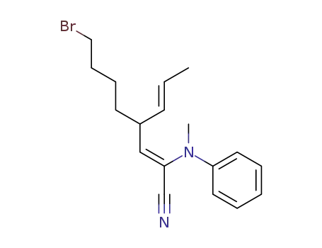 (2Z)-8-bromo-2-(N-methylanilino)-4-((E)-prop-1-enyl)oct-2-enenitrile