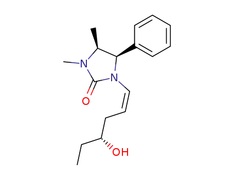 Molecular Structure of 92721-00-1 (2-Imidazolidinone,
1-[(1Z,4S)-4-hydroxy-1-hexenyl]-3,4-dimethyl-5-phenyl-, (4S,5R)-)