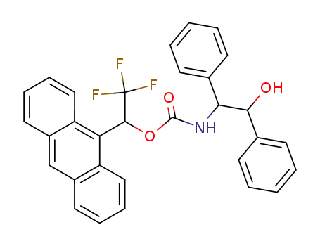 Molecular Structure of 105748-32-1 (Carbamic acid, (2-hydroxy-1,2-diphenylethyl)-,
1-(9-anthracenyl)-2,2,2-trifluoroethyl ester)