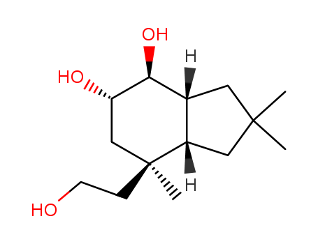 Molecular Structure of 141358-26-1 (1H-Indene-4,5-diol,octahydro-7-(2-hydroxyethyl)-2,2,7-trimethyl-, (3aR,4S,5S,7S,7aS)-)
