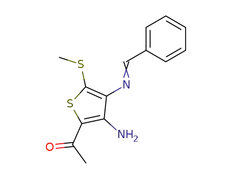 Molecular Structure of 83808-82-6 (Ethanone,
1-[3-amino-5-(methylthio)-4-[(phenylmethylene)amino]-2-thienyl]-)