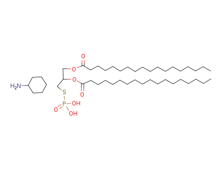 Molecular Structure of 89056-26-8 (Octadecanoic acid, 1-[(phosphonothio)methyl]-1,2-ethanediyl ester,
compd. with cyclohexanamine (1:1))