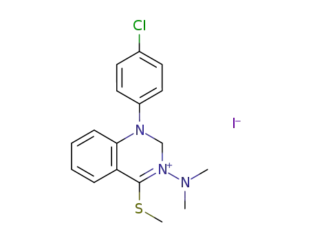 Molecular Structure of 90071-18-4 (Quinazolinium,
1-(4-chlorophenyl)-3-(dimethylamino)-1,2-dihydro-4-(methylthio)-,
iodide)