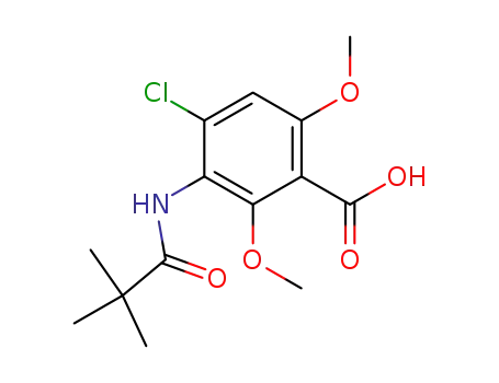 Benzoic acid,
4-chloro-3-[(2,2-dimethyl-1-oxopropyl)amino]-2,6-dimethoxy-