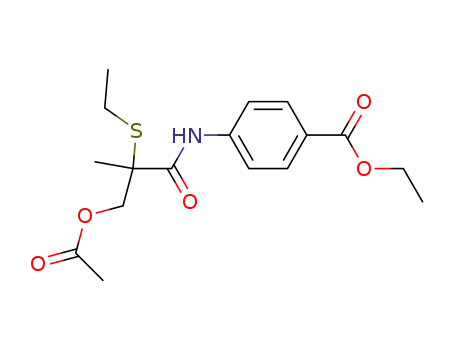 Molecular Structure of 126335-25-9 (4-(3-Acetoxy-2-ethylsulfanyl-2-methyl-propionylamino)-benzoic acid ethyl ester)