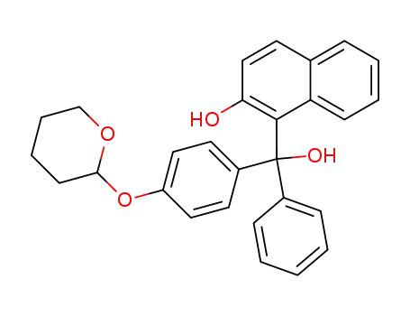 Molecular Structure of 154423-56-0 (1-{Hydroxy-phenyl-[4-(tetrahydro-pyran-2-yloxy)-phenyl]-methyl}-naphthalen-2-ol)