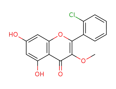 Molecular Structure of 95055-78-0 (4H-1-Benzopyran-4-one, 2-(2-chlorophenyl)-5,7-dihydroxy-3-methoxy-)