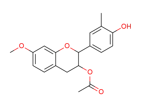 Molecular Structure of 116139-53-8 (2H-1-Benzopyran-3-ol,
3,4-dihydro-2-(4-hydroxy-3-methylphenyl)-7-methoxy-, 3-acetate)