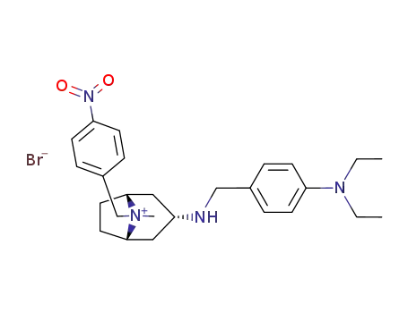 Molecular Structure of 125543-95-5 (3<i>endo</i>-(4-diethylamino-benzylamino)-8ξ-methyl-8ξ-(4-nitro-benzyl)-nortropanium; bromide)