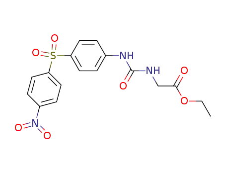 Molecular Structure of 860254-82-6 (5-[4-(4-nitro-benzenesulfonyl)-phenyl]-hydantoic acid ethyl ester)