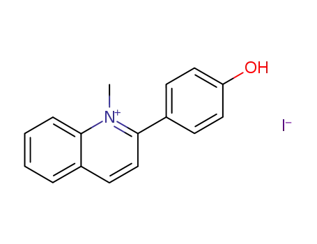 Molecular Structure of 39654-23-4 (2-(4-hydroxy-phenyl)-1-methyl-quinolinium; iodide)