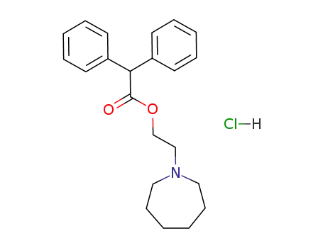 Molecular Structure of 51535-68-3 (Benzeneacetic acid, a-phenyl-, 2-(hexahydro-1H-azepin-1-yl)ethyl
ester, hydrochloride)