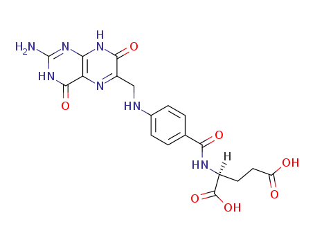 Molecular Structure of 6190-83-6 (<i>N</i>-{4-[(2-amino-4,7-dioxo-3,4,7,8-tetrahydro-pteridin-6-ylmethyl)-amino]-benzoyl}-L-glutamic acid)