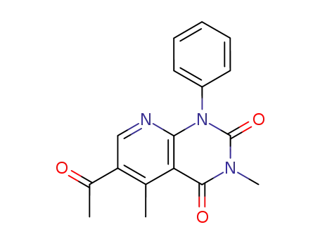 Molecular Structure of 109655-05-2 (6-acetyl-3,5-dimethyl-1-phenyl-1<i>H</i>-pyrido[2,3-<i>d</i>]pyrimidine-2,4-dione)