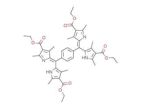 Molecular Structure of 129047-29-6 (1,4-Bis-(1,3,7,9-tetramethyl-2,8-diethyloxycarbonyl-dipyrrin-5-yl)-benzene)