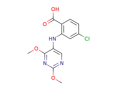 Molecular Structure of 100376-12-3 (4-chloro-2-(2,4-dimethoxy-pyrimidin-5-ylamino)-benzoic acid)
