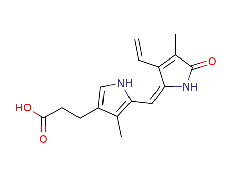 Molecular Structure of 54620-18-7 (4,3'-Dimethyl-3-vinyl-5(1H)-pyrromethenon-4'-propionsaeure)