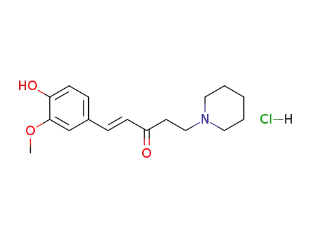 Molecular Structure of 55882-97-8 (1<i>t</i>-(4-hydroxy-3-methoxy-phenyl)-5-piperidino-pent-1-en-3-one; hydrochloride)