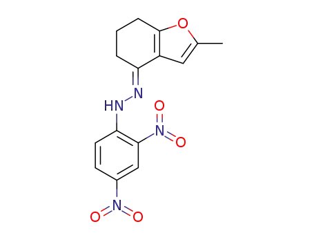 Molecular Structure of 94906-77-1 (2-methyl-6,7-dihydro-5<i>H</i>-benzofuran-4-one-(2,4-dinitro-phenylhydrazone))