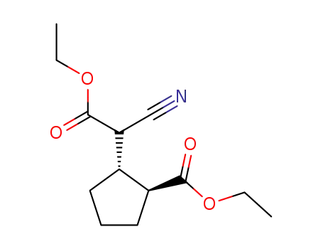 Molecular Structure of 92198-47-5 ((+/-)(Ξ)-((1Ξ)-<i>trans</i>-2-ethoxycarbonyl-cyclopentyl)-cyano-acetic acid ethyl ester)