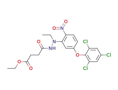 Molecular Structure of 75132-53-5 (3-{N'-Ethyl-N'-[2-nitro-5-(2,4,6-trichloro-phenoxy)-phenyl]-hydrazinocarbonyl}-propionic acid ethyl ester)