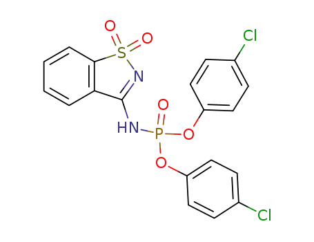 (1,1-dioxo-1<i>H</i>-1λ<sup>6</sup>-benzo[<i>d</i>]isothiazol-3-yl)-phosphoramidic acid bis-(4-chloro-phenyl) ester