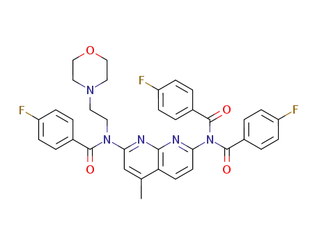 4,4'-difluoro-<i>N</i>'-(4-fluoro-benzoyl)-<i>N</i>-(2-morpholin-4-yl-ethyl)-<i>N</i>,<i>N</i>'-(4-methyl-[1,8]naphthyridine-2,7-diyl)-bis-benzamide