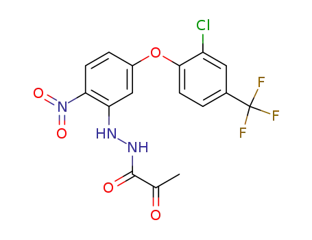 Molecular Structure of 75131-42-9 (Propanoic acid, 2-oxo-, 2-(5-(2-chloro-4-(trifluoromethyl)phenoxy)-2-nitrophenyl)hydrazide)