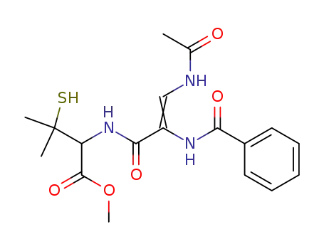 Molecular Structure of 94030-16-7 (N-<2-Benzamino-3-acetamino-acryloyl>-penicillamin-methylester)