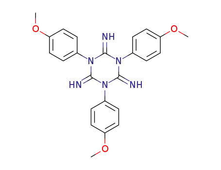 Molecular Structure of 123102-90-9 (1,3,5-tris-(4-methoxy-phenyl)-[1,3,5]triazinane-2,4,6-triylidenetriamine)