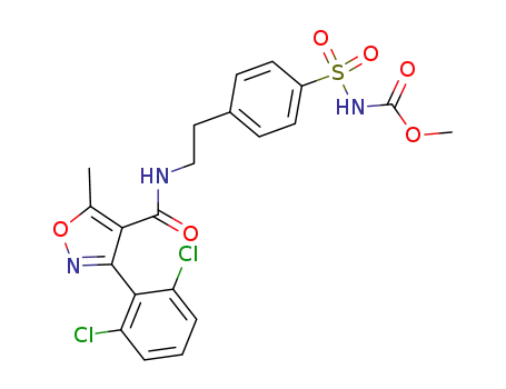 Molecular Structure of 52320-56-6 ((4-{2-[3-(2,6-dichloro-phenyl)-5-methyl-isoxazole-4-carbonylamino]-ethyl}-benzenesulfonyl)-carbamic acid methyl ester)