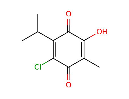 Molecular Structure of 94216-71-4 (2-chloro-5-hydroxy-3-isopropyl-6-methyl-[1,4]benzoquinone)