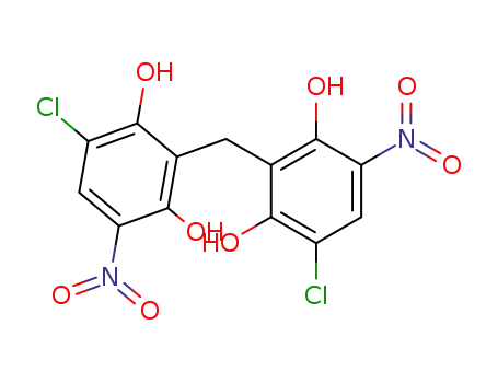Molecular Structure of 96461-95-9 (4,4'-dichloro-6,6'-dinitro-2,2'-methanediyl-di-resorcinol)