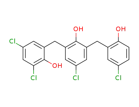Molecular Structure of 51866-26-3 (Phenol, 4-chloro-2-[(5-chloro-2-hydroxyphenyl)methyl]
6-[(3,5-dichloro-2-hydroxyphenyl)methyl]-)