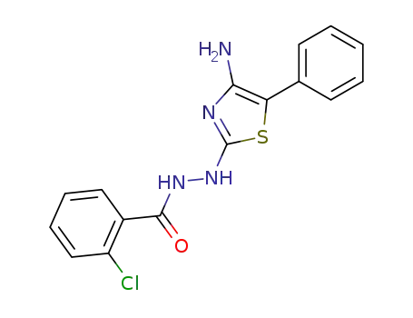 Molecular Structure of 47298-19-1 (2-chloro-benzoic acid <i>N</i>'-(4-amino-5-phenyl-thiazol-2-yl)-hydrazide)