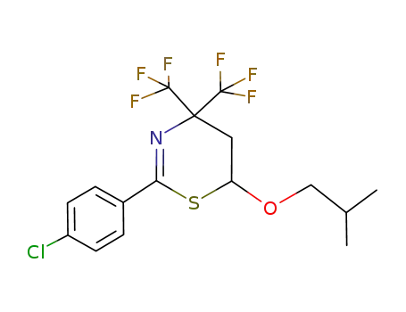 Molecular Structure of 63786-51-6 (2-(4-chloro-phenyl)-6-isobutoxy-4,4-bis-trifluoromethyl-5,6-dihydro-4<i>H</i>-[1,3]thiazine)