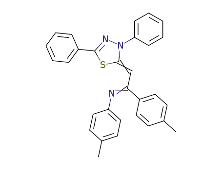 Molecular Structure of 27668-29-7 (<i>N</i>-[2-(3,5-diphenyl-3<i>H</i>-[1,3,4]thiadiazol-2-ylidene)-1-<i>p</i>-tolyl-ethylidene]-4-methyl-aniline)
