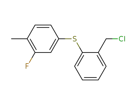 Molecular Structure of 64359-36-0 (Benzene, 4-[[2-(chloromethyl)phenyl]thio]-2-fluoro-1-methyl-)
