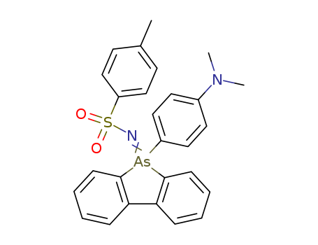 Molecular Structure of 102346-65-6 (Benzenamine,
4-[5,5-dihydro-5-[[(4-methylphenyl)sulfonyl]imino]-5H-benz[b]arsindol-5-
yl]-N,N-dimethyl-)