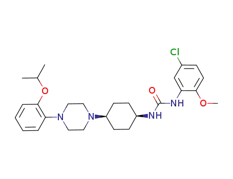 Molecular Structure of 919120-18-6 (Urea,
N-(5-chloro-2-methoxyphenyl)-N'-[cis-4-[4-[2-(1-methylethoxy)phenyl]-1-
piperazinyl]cyclohexyl]-)