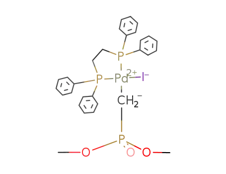 Molecular Structure of 107760-69-0 (Pd[C<sub>2</sub>H<sub>4</sub>(P(C<sub>6</sub>H<sub>5</sub>)2)2]I(CH<sub>2</sub>P(O)(OCH<sub>3</sub>)2))
