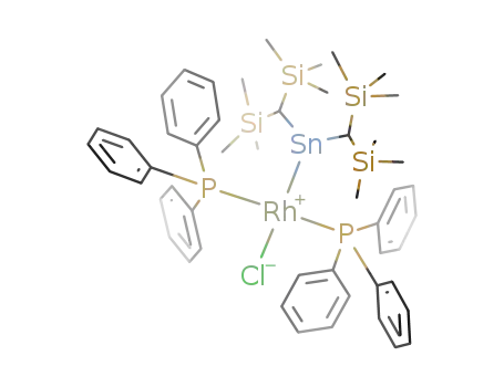 Molecular Structure of 55046-11-2 (Rhodium,
[bis[bis(trimethylsilyl)methyl]stannylene]chlorobis(triphenylphosphine)-)