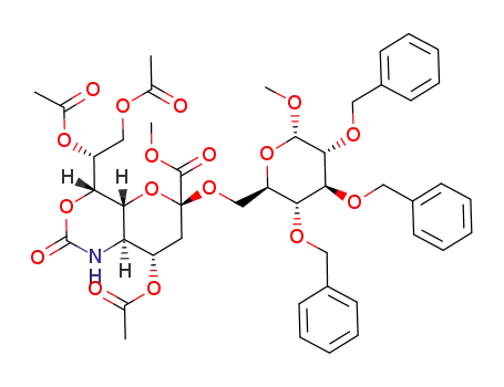 methyl 2,3,4-tri-O-benzyl-6-O-(methyl 4,8,9-tri-O-acetyl-5-amino-5-N,7-O-carbonyl-3,5-dideoxy-D-glycero-β-D-galacto-2-nonulopyranosylonate)-α-D-glucopyranoside